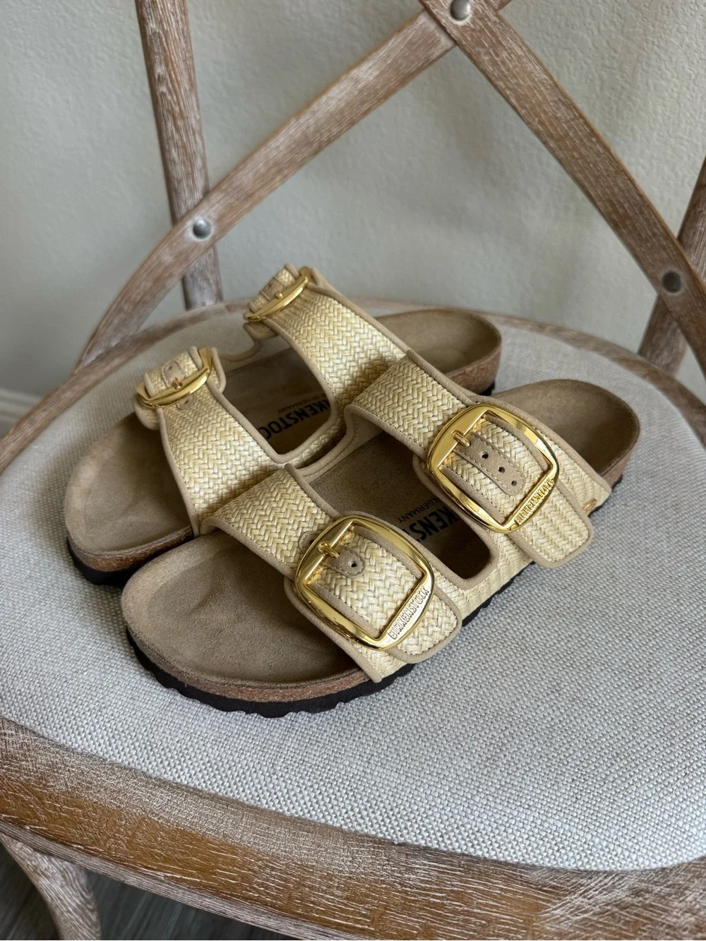 Birkenstock Arizona Raffia Big Buckle Sandals - Picture 2 of 7